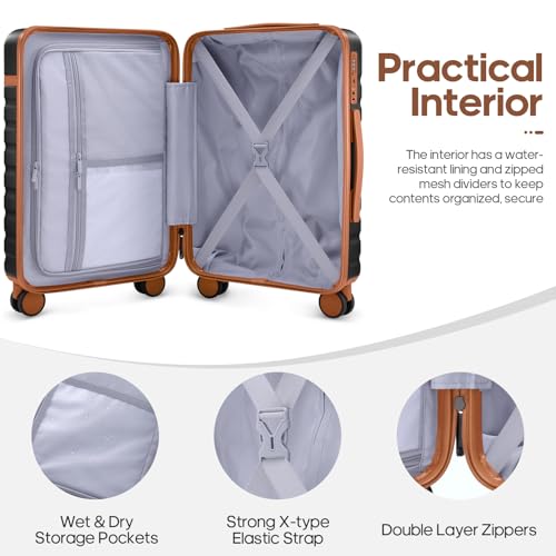 Luggage Sets 3 Piece, Carry On 20 Inch Hardside Suitcase with Spinner Wheels and TSA Lock J67858