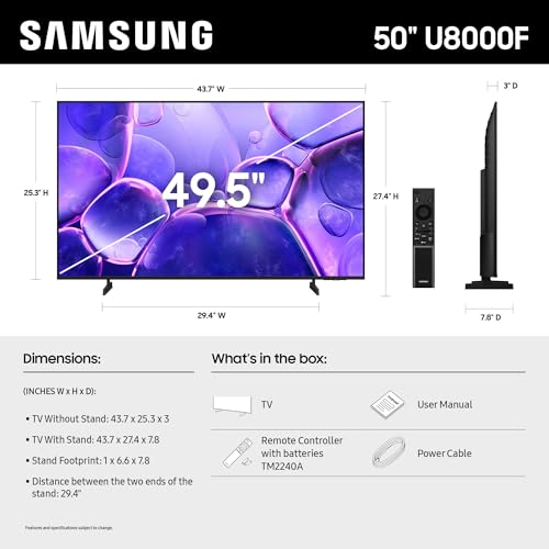 Samsung 43-Inch Crystal UHD U8000F 4K Smart TV (2025 Model) H556