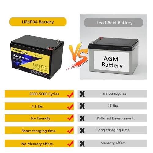 12V 20Ah LiFePO4 Deep Cycle Battery 2 Pack with 40A BMS X9348
