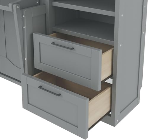 MERITLINE Full Murphy Bed with Desk and Storage, White P49157