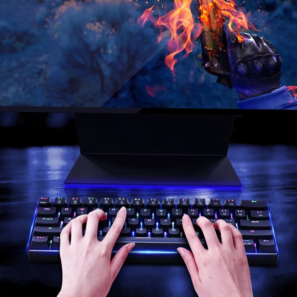 MOTOSPEED CK61 RGB Mechanical Gaming Keyboard, Blue Switches, 61 Keys Q540
