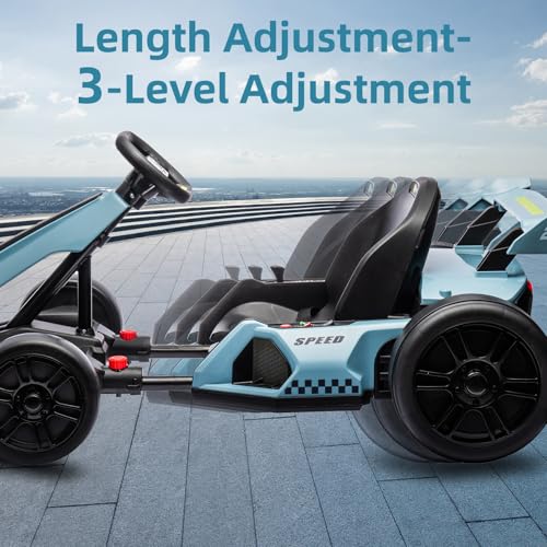 24V Kids Go Kart 300W Electric Drift Kart Car with Adjustable Seat, White X99654