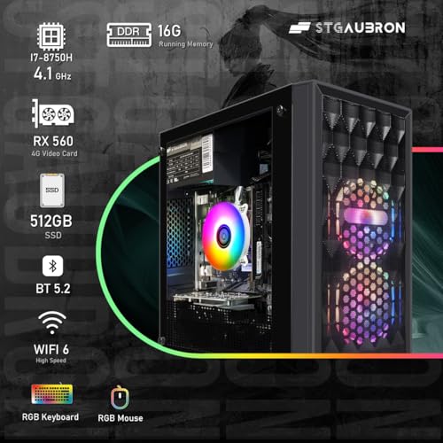 STGAubron Gaming PC Desktop, GeForce RTX 2060 Super, Intel Core i7, 16G DDR4, 1T SSD, Windows 11 Z1287