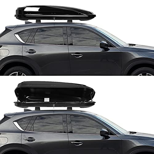 DNA MOTORING Rooftop Cargo Box Lockable Car Top Storage Case 110 Lbs Textured Black P1853