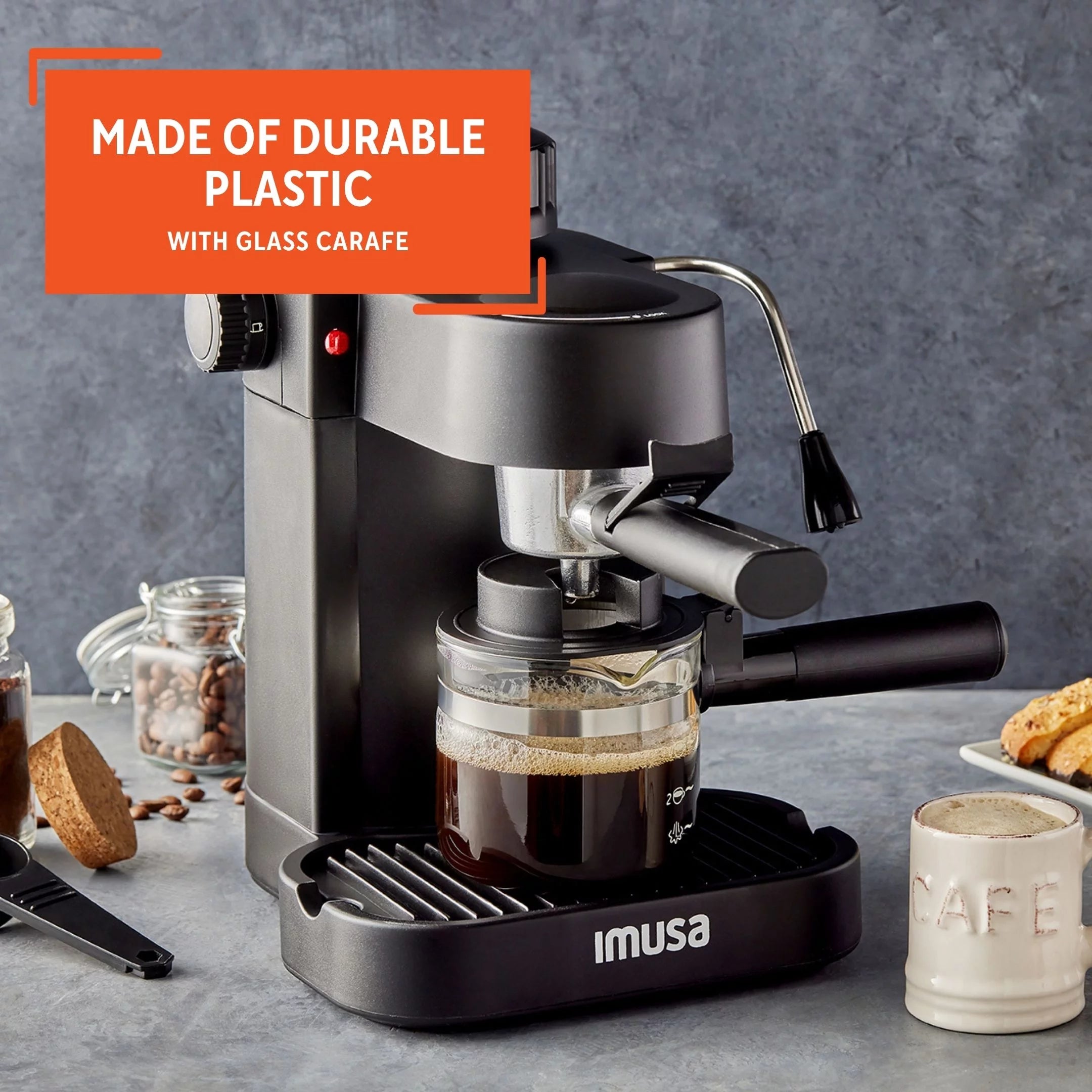 Imusa 4-Cup Electric Espresso Cappuccino Maker 800W Black V8681