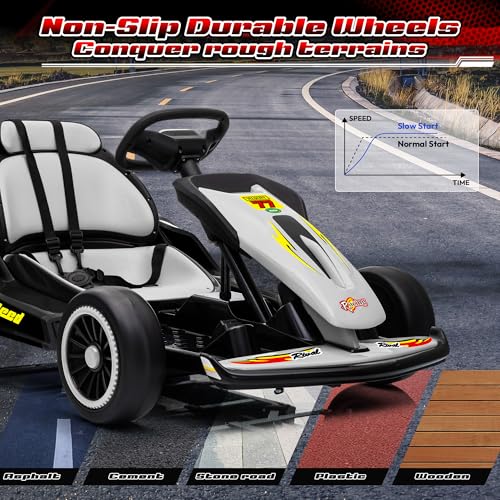 24V Electric Go Kart for Kids, 400W Drift Cart with EVA Tires, Red Y5542