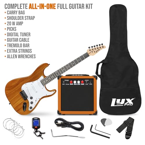LyxPro Electric Guitar 39" Beginner Starter Kit with 20W Amp, Black B69338
