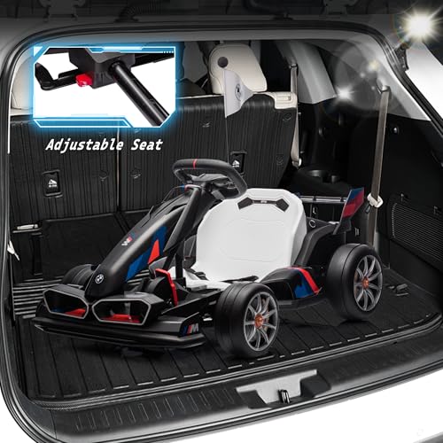 FORESEE 36V BMW Licensed Kids Electric Go Kart, Battery Powered Ride On Toy with Adjustable Seat, Black F2952