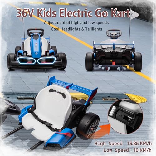 BMW Licensed 36V Electric Drift Go Kart for Kids, 7.5 MPH, Black W284