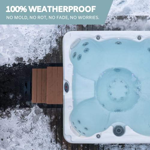 Hot Tub Steps - Wood-Looking Plastic, Waterproof, Gray Non-Slip P3707