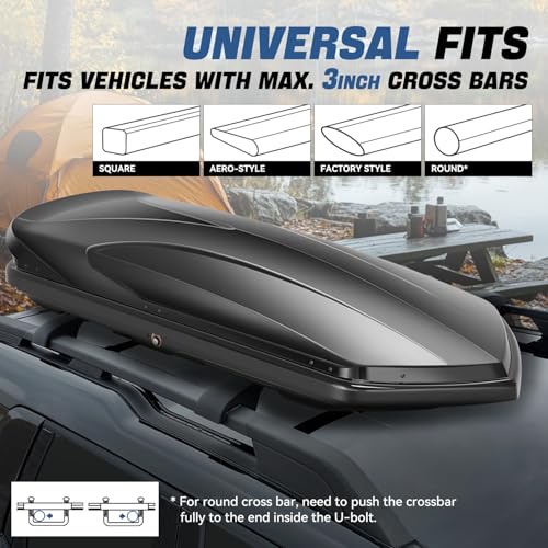 Auto Dynasty Hard Shell Roof Top Car Storage Cargo Carrier, Glossy Black L344