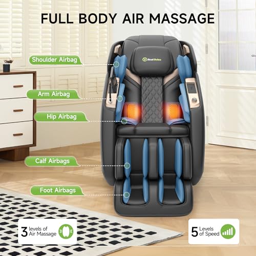 Real Relax 4D Massage Chair Full Body Zero Gravity Recliner PS5200 Brown G361