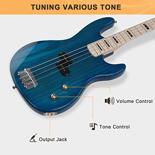 GLARRY GP Series Full Size Electric Bass Guitar 4 String Beginner Kit White V3757