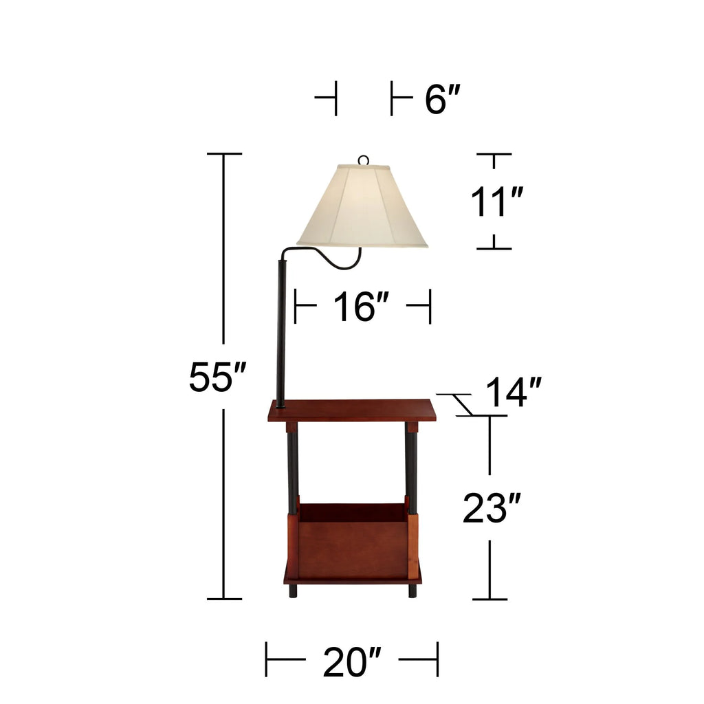 Regency Hill Marville Mission Rustic Farmhouse Floor Lamp with End Table, 55" Tall N1715