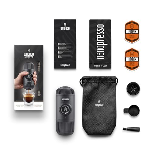 WACACO Nanopresso Portable Espresso Maker, 18 Bar Pressure, Manual Travel Coffee Maker F884
