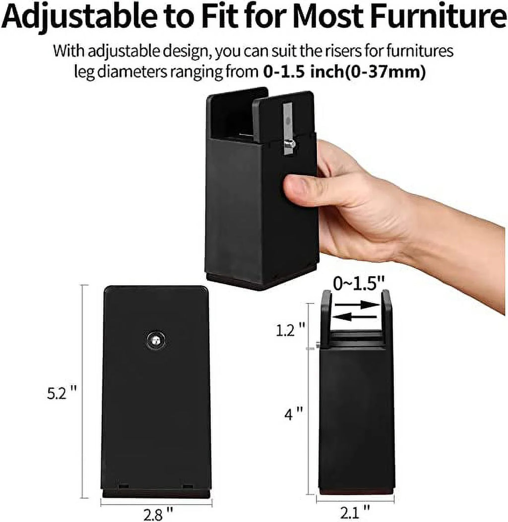Ezprotekt Adjustable Bed Riser, Heavy Duty Furniture Risers, 4 Pack T988