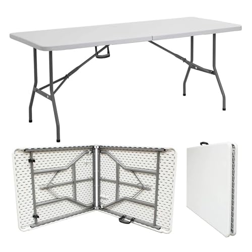 6ft Folding Table White Plastic Portable Indoor Outdoor K370
