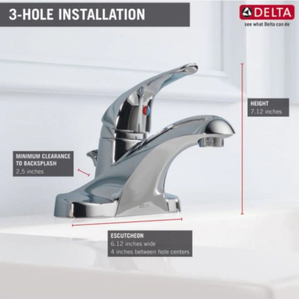 Delta Foundations Chrome Single Handle Lavatory Pop-Up Faucet F140