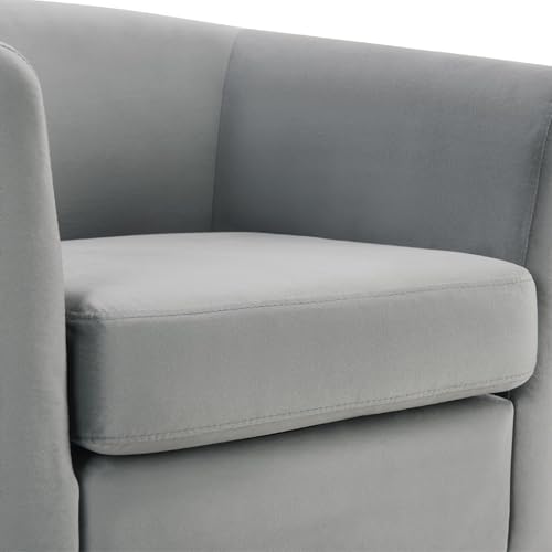 FLEXISPOT Accent Barrel Chair with Ottoman, Velvet Upholstered, White U587