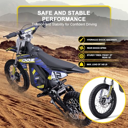 KOOZ HP112E 36V 1000W Electric Dirt Bike for Kids, Blue F3080
