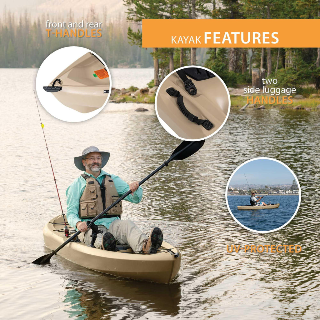 Lifetime Tamarack Angler 100 Fishing Kayak 2-Pack with Paddles, Tan Z2448