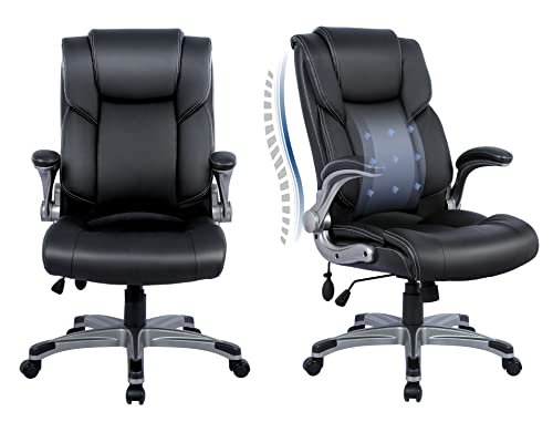 COLAMY Executive Ergonomic Office Chair with Bonded Leather and Flip-up Armrests A775113