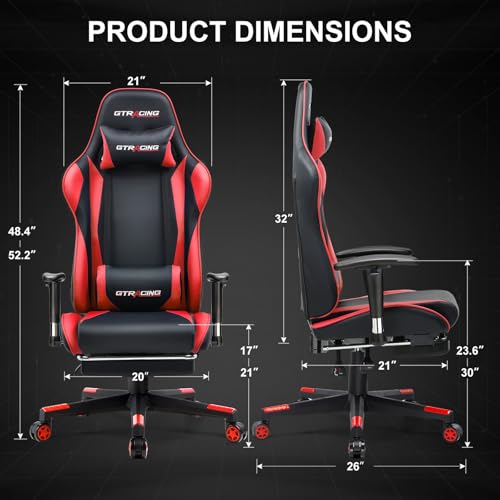 GTRACING Gaming Chair with Footrest, Blue R841