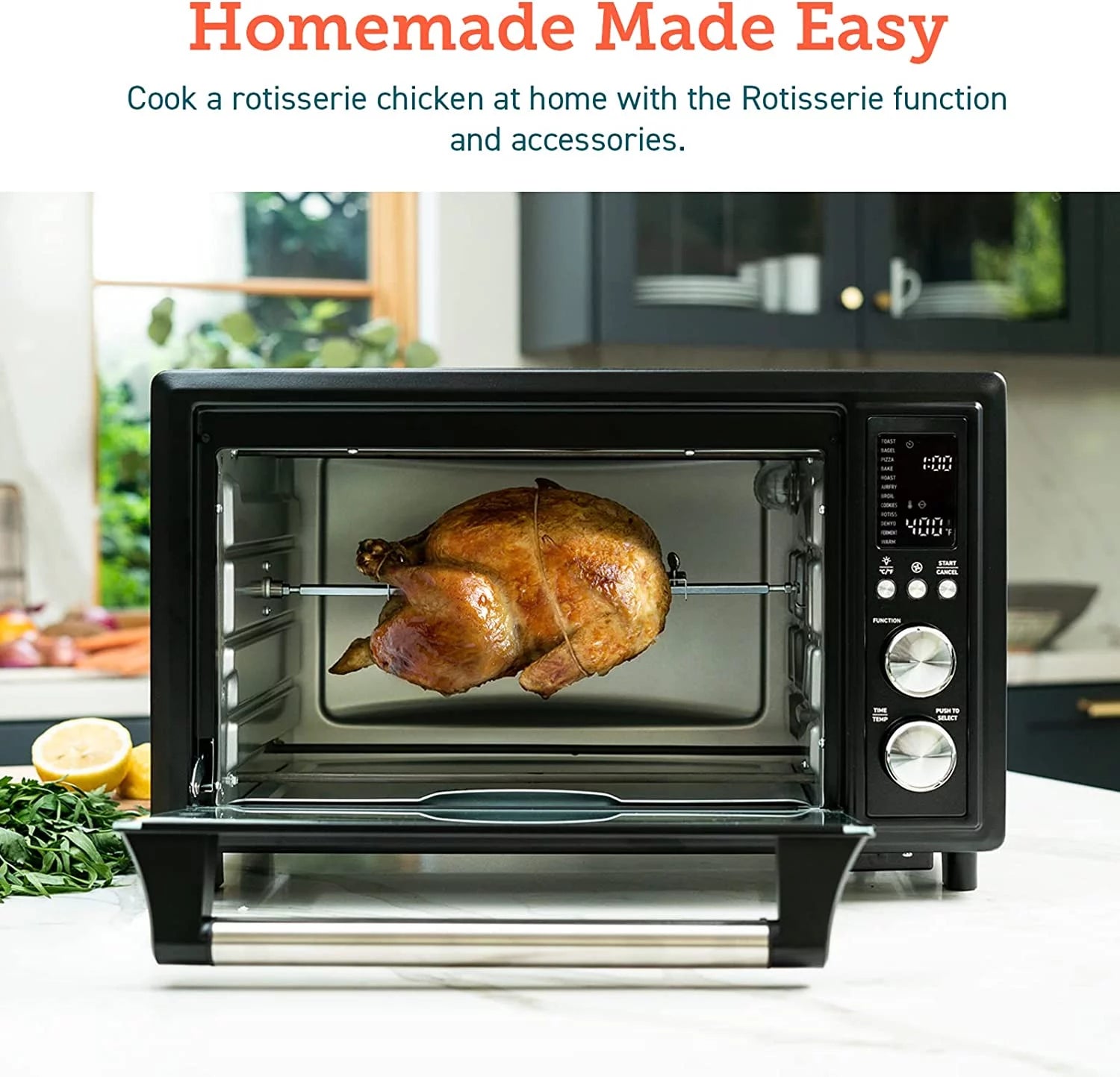 COSORI Smart Air Fryer Toaster Oven, 32-Quart, Stainless Steel, Black K7379