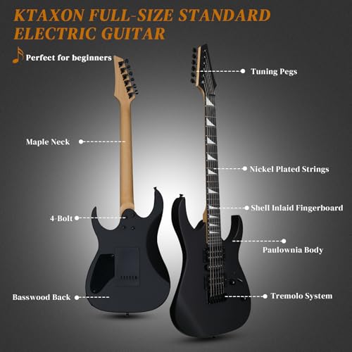 Ktaxon 39" Electric Guitar Starter Kit with 20W Amp, Matte Black H32428
