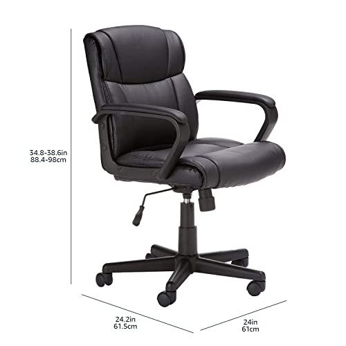Amazon Basics Office Task Desk Chair with Padded Armrests, White Faux Leather W1292