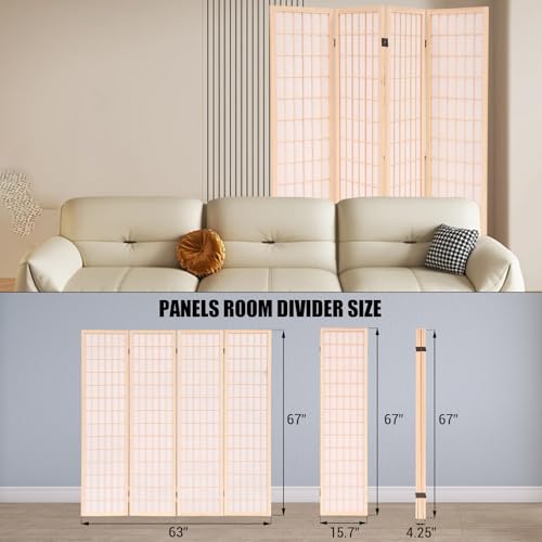 Shoji Screen 4 Panel Wood Room Divider Freestanding Privacy Screen A6166