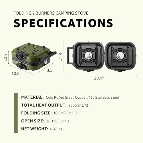 Naturehike 2 Burner Folding Camping Stove with Griddle, Portable Gas Stove P317