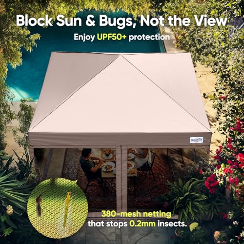 Quictent 6.6'x6.6' Pop up Screened Canopy Tent with Mosquito Netting, Wheeled Carry Bag H89372