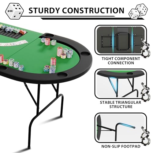 Octagon Poker Table with Metal Legs and 8 Cup Holders Q5999