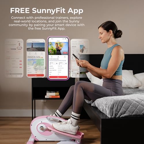 Sunny Health & Fitness Under Desk Elliptical Exerciser, Magnetic, Pink Y689540