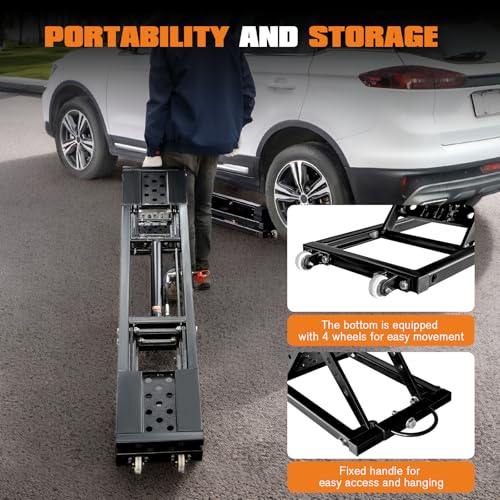 Albott 7000 LBS Portable Car Lift, Heavy Duty Quick Jack, 28" Max Height, Black L90067