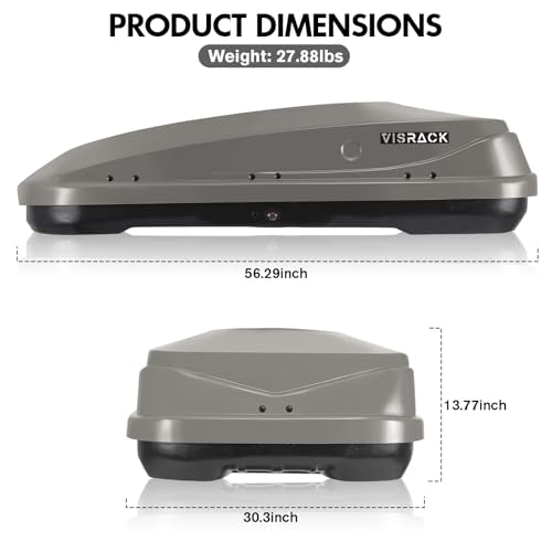 Hard Shell Roof Cargo Box 13 Cu.Ft Gray with Lock, Dual-Side Opening Z6174