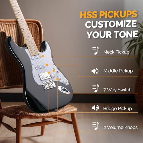 GLARRY Electric Guitar 39" Full Size with HSS Pickup, 20W Amp and Accessories Pack F820042