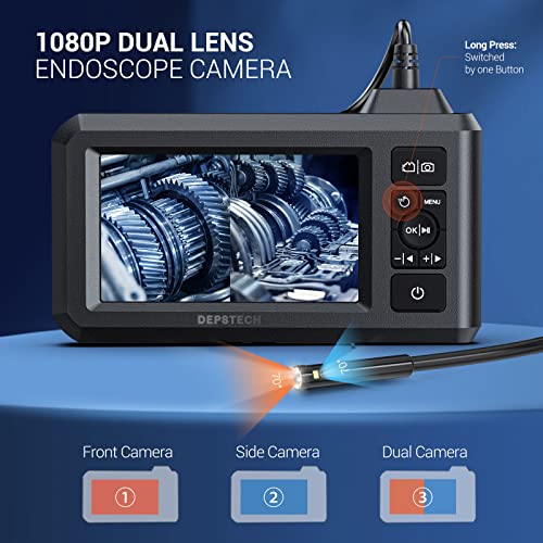 DEPSTECH Dual Lens Industrial Endoscope 1080P Inspection Camera with 4.3" LCD Screen D9013