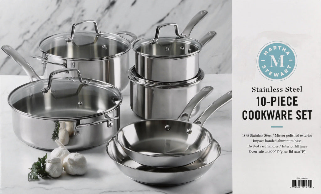 Martha Stewart 10pc Stainless Steel Cookware Set B848214