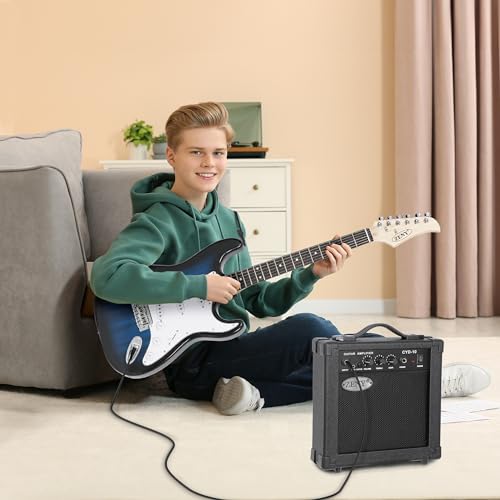 ZENY 39" Full Size Electric Guitar with Amp, Case and Accessories Pack, Blue V510838
