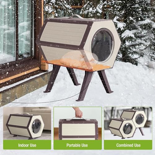Outdoor Cat House Weatherproof Kitten Shelter with Escape Door L501039