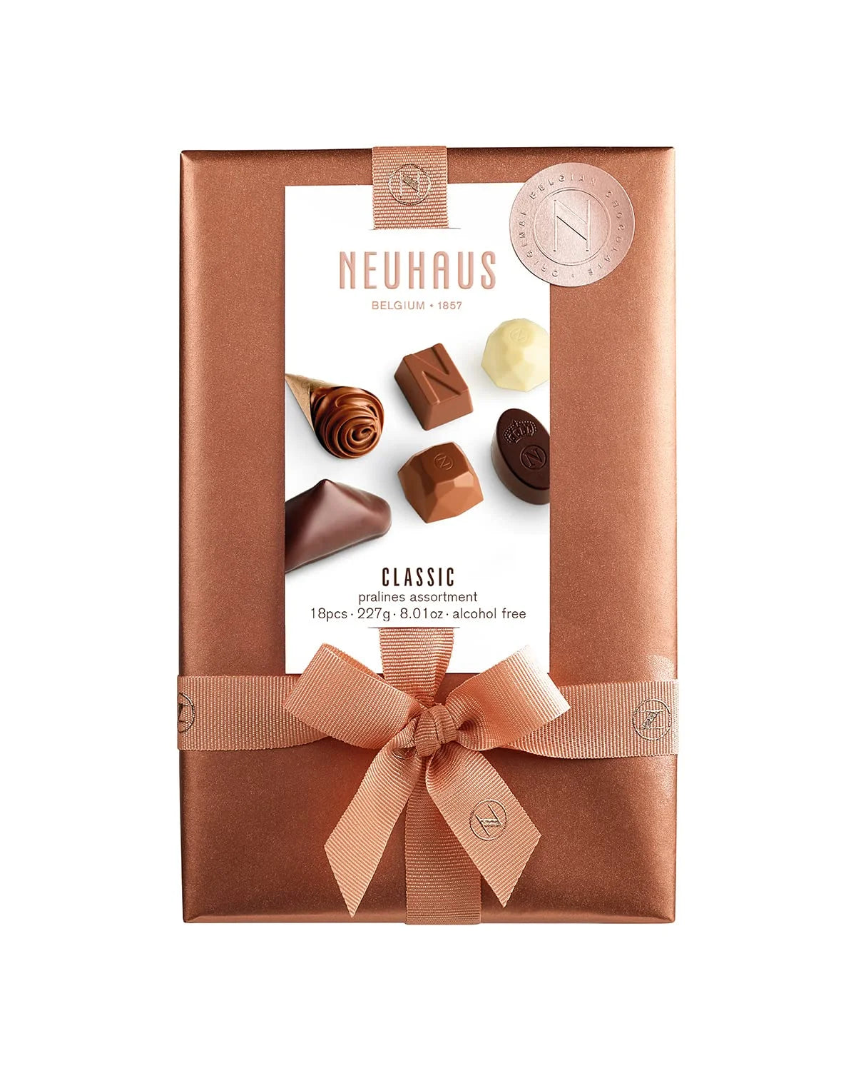 Belgian Chocolate Classic Ballotin 1/2 Lb Assorted Chocolates - 18 Pieces Assorted Milk, White & Dark Chocolate Pralines – Gift Box For Chocolate Lovers