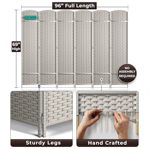 Sorbus 8-Panel Black Room Divider, 6 ft Tall Folding Privacy Screen T242
