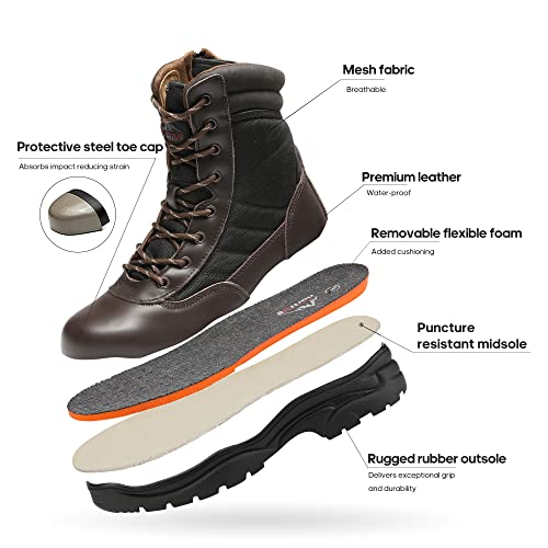 NORTIV 8 Men's Steel Toe Work Boots Slip Resistant V746852