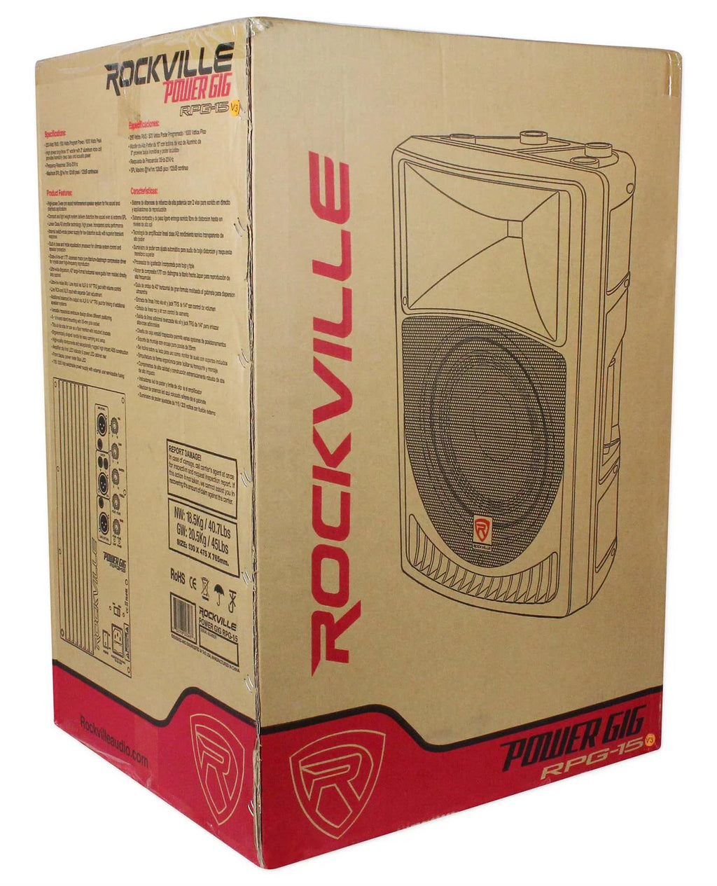 Rockville Power Gig RPG15 15" Powered 2000W 2-Way DJ PA Speakers M317