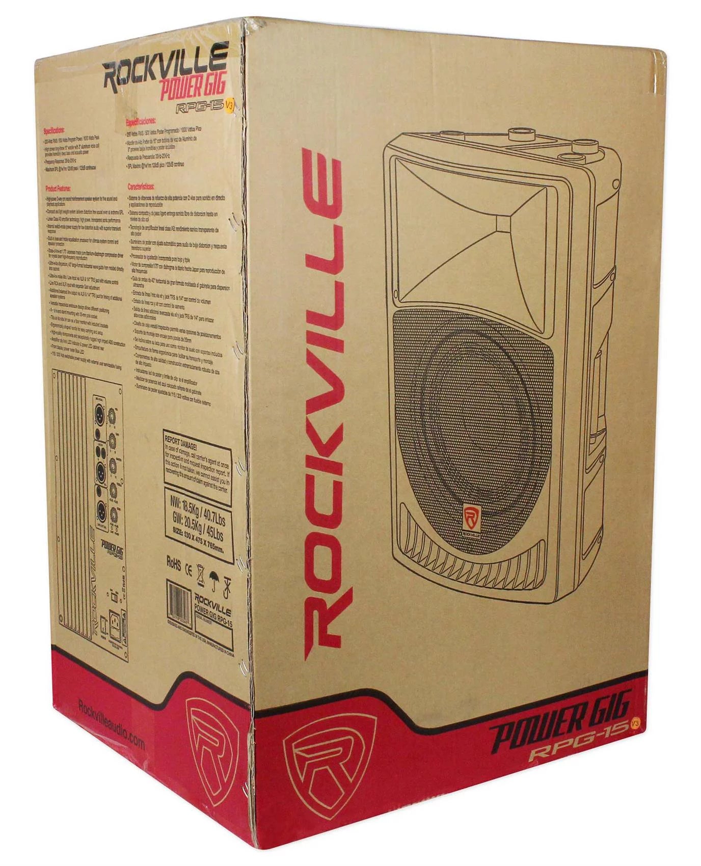 Rockville Power Gig RPG15 15" Powered 2000W 2-Way DJ PA Speakers M317