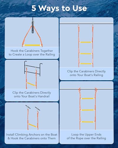 CO-Z 3 Step Removable Dock Ladder for Pontoon Boat, Aluminum Swim Ladder with Nonslip Tread O80708