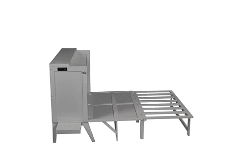 Queen Murphy Bed with Desk and Removable Shelves, USB Port, White H566492