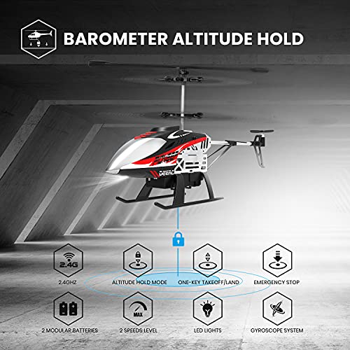 DEERC Apache RC Helicopter for Kids & Adults, Military Toy with LED Lights P49305